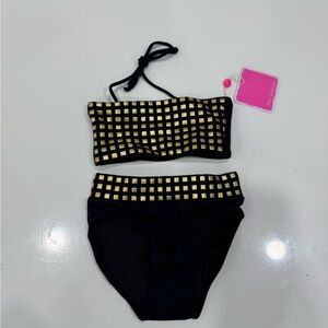 Peixoto Black and Gold Girls' Bikini Set
